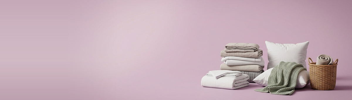 Bedding hero: quilts, pillows and throw on mauve