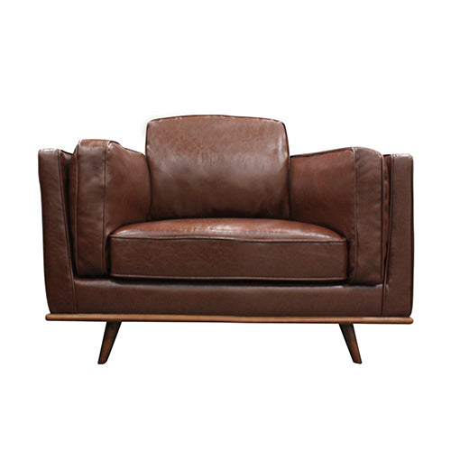 Modern Faux Leather Armchair, Wooden Frame, Comfy Foam, 1 Seater