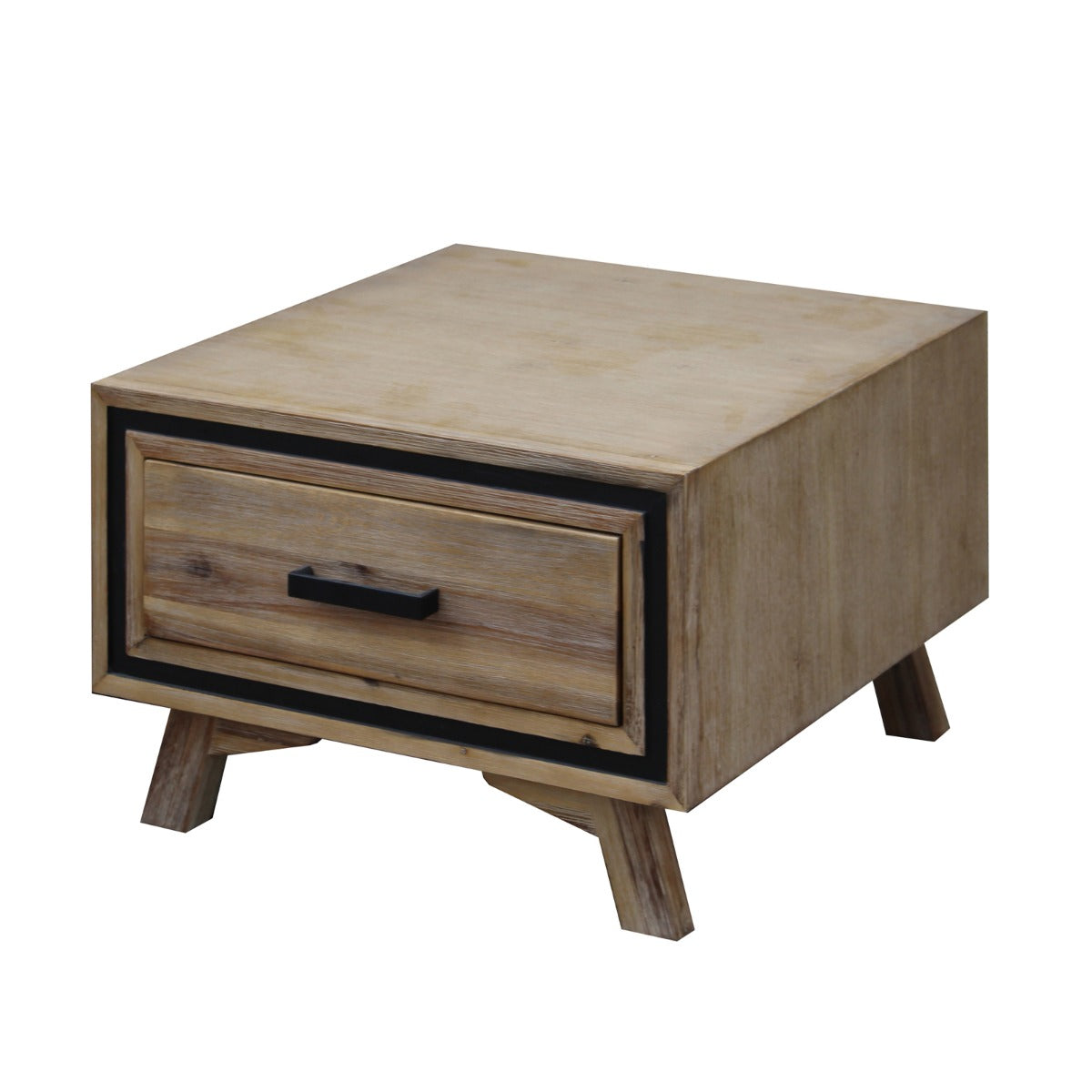 Acacia Wood Lamp Table with 1 Drawer, Sturdy Legs