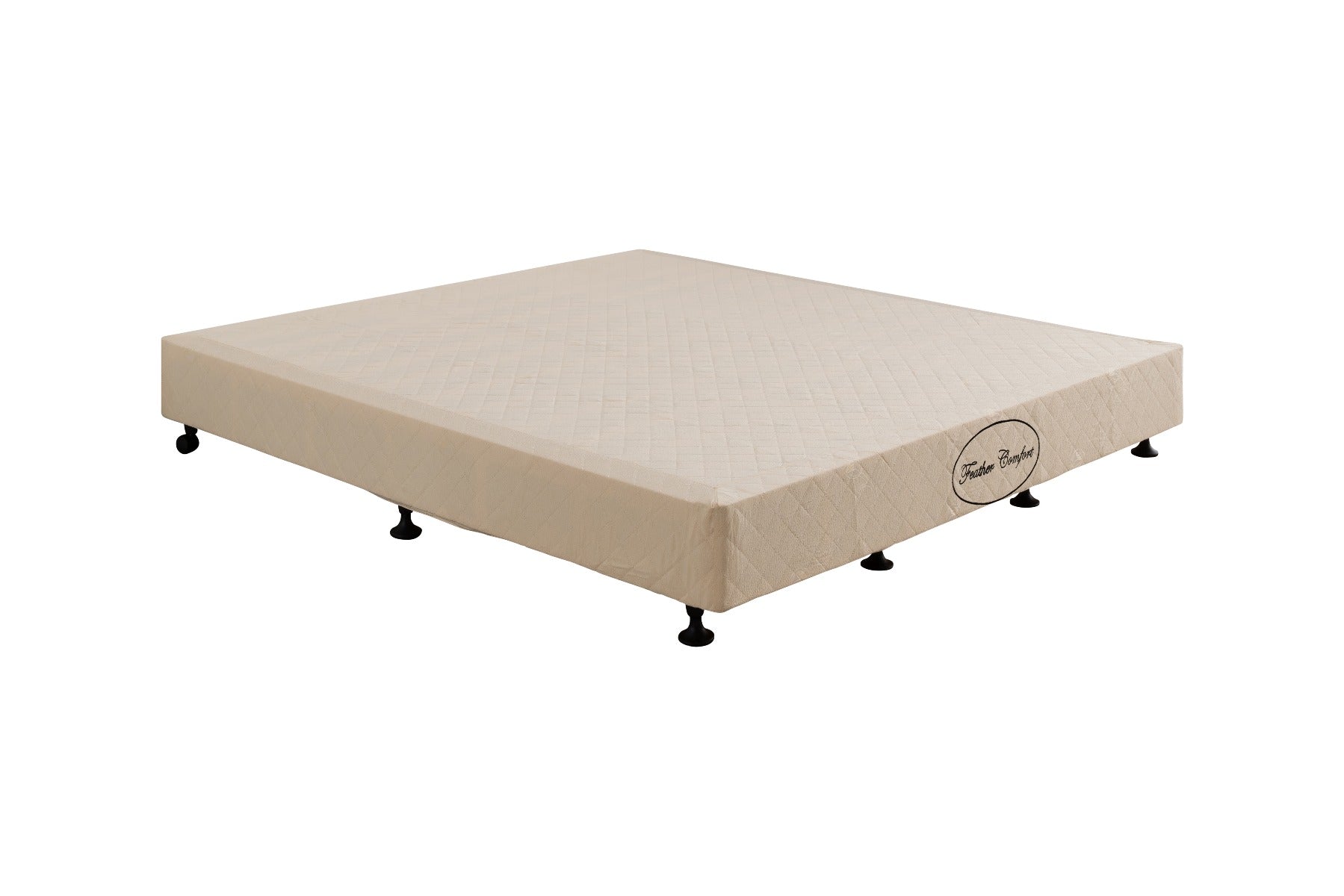 Mattress Base Ensemble Double Size Solid Wooden Slat in Beige with Removable Cover