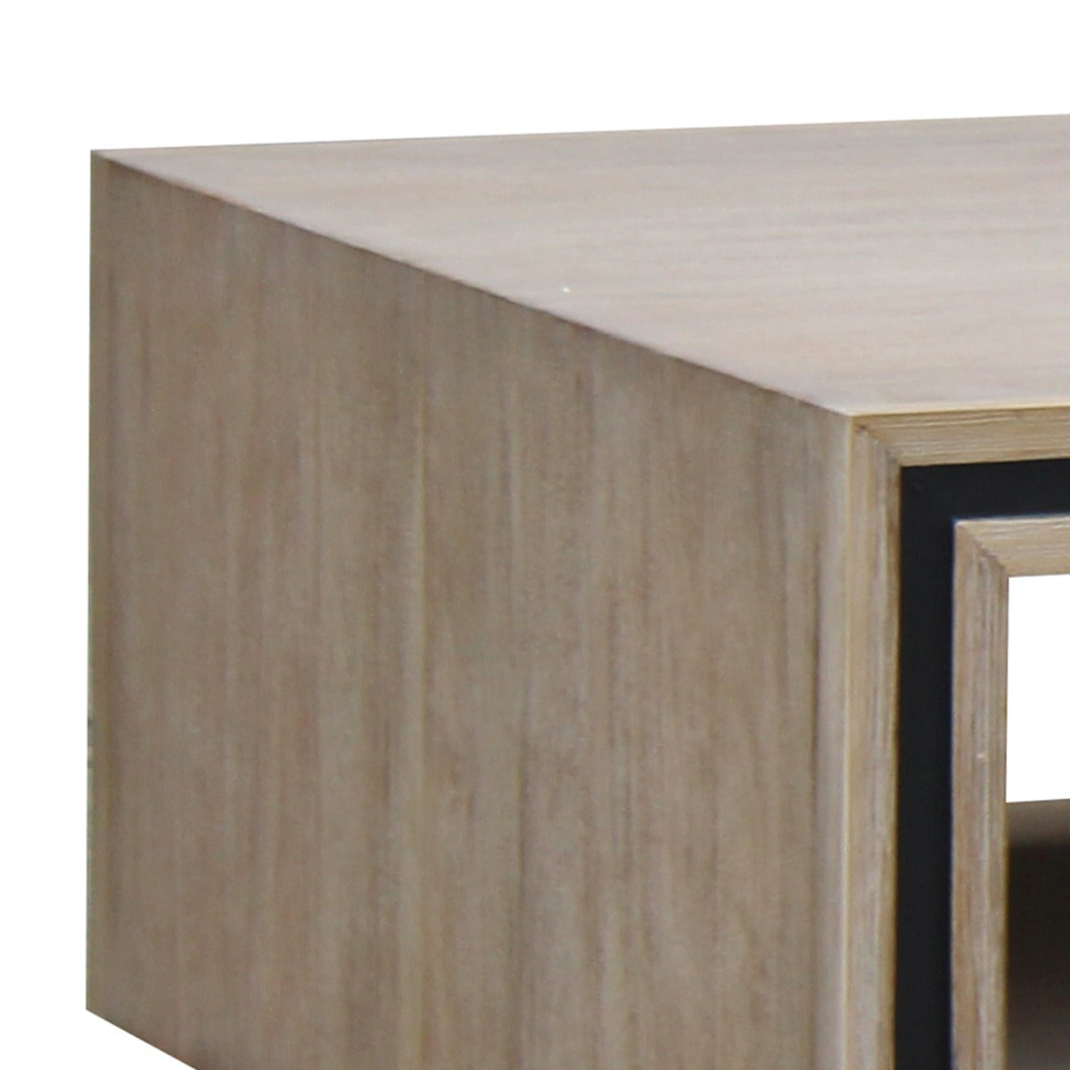 Minimal Solid Wood Coffee Table 2-Drawer Storage