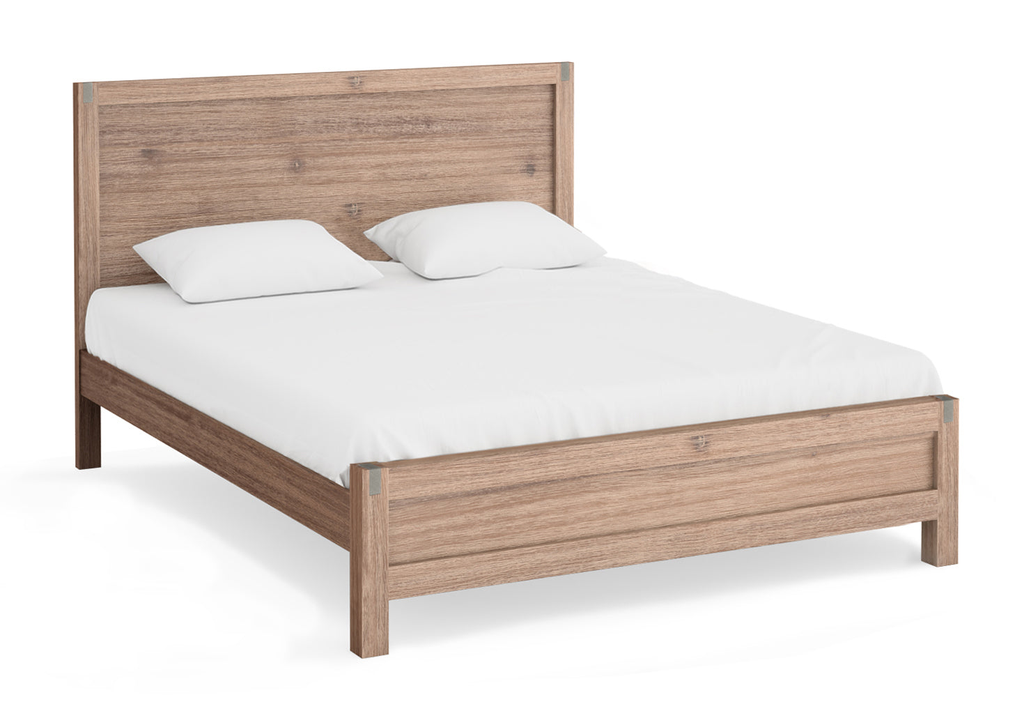 Solid Acacia King Size Bed Frame, Oak Finish Timber Slats