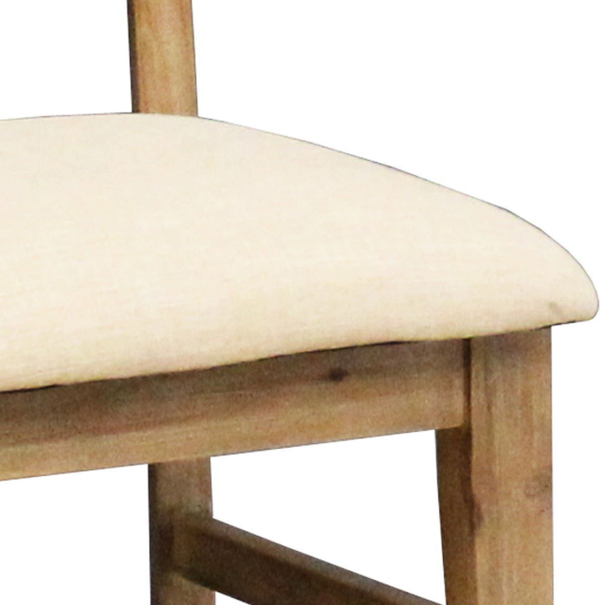 Acacia Wood & Linen Fabric Dining Chairs Set of 2