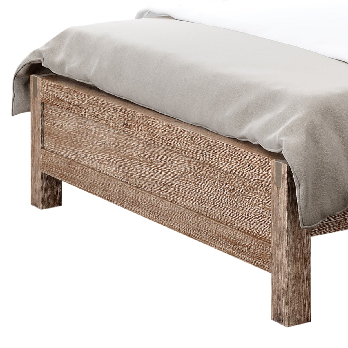 Solid Acacia King Size Bed Frame, Oak Finish Timber Slats