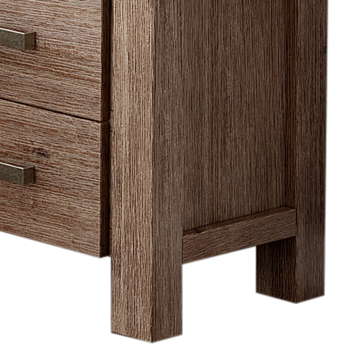 Solid Wood 2-Drawer Bedside Table with Metal Finish