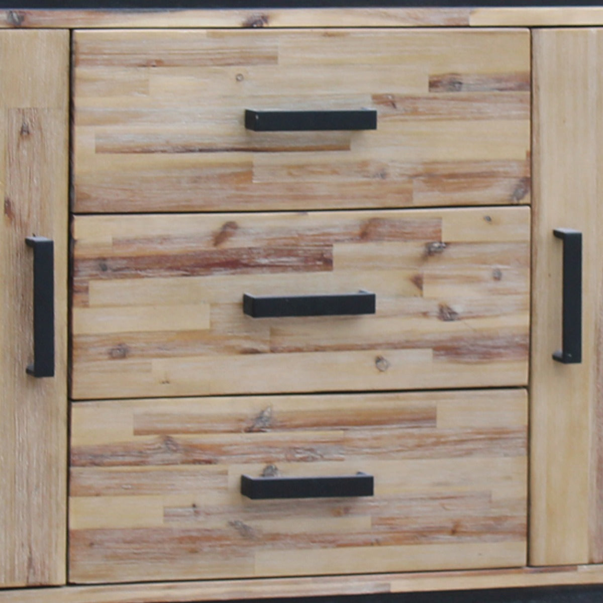 Solid Acacia & Veneer Sideboard with Drawers, Silver Brush