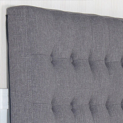 Premium Tufted King Headboard - Charcoal Linen Fabric