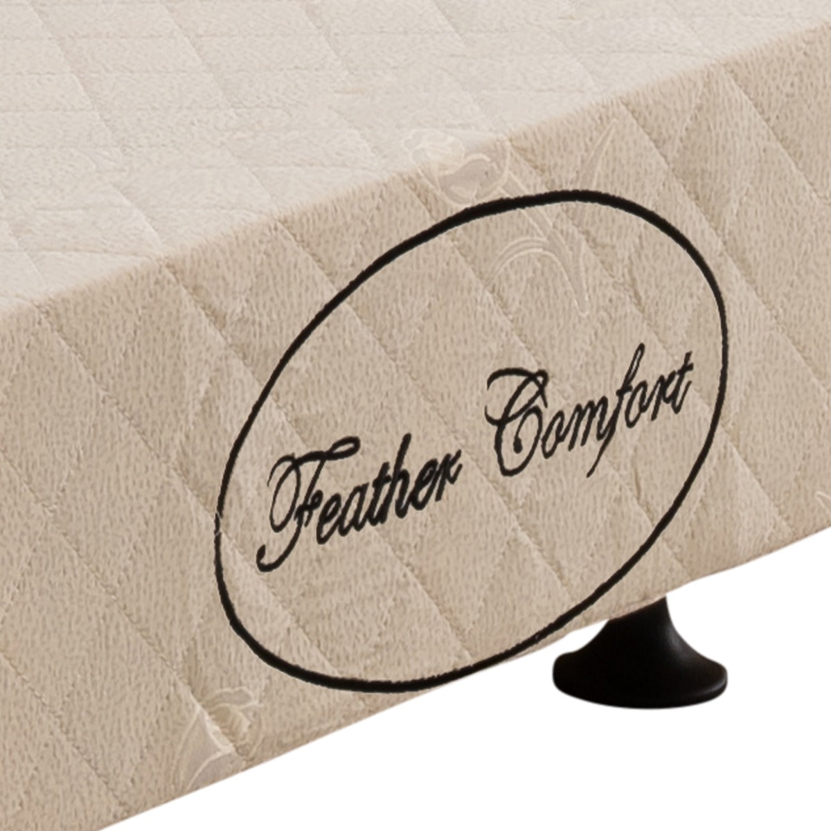 Mattress Base Ensemble Double Size Solid Wooden Slat in Beige with Removable Cover