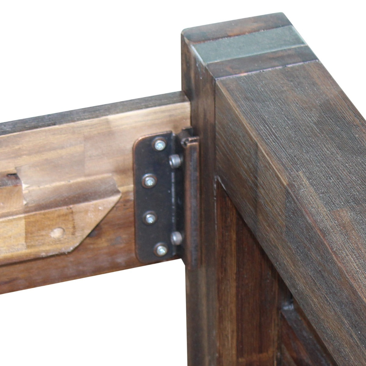 Solid Acacia Queen Bed Frame, Metal Support, Chocolate Finish
