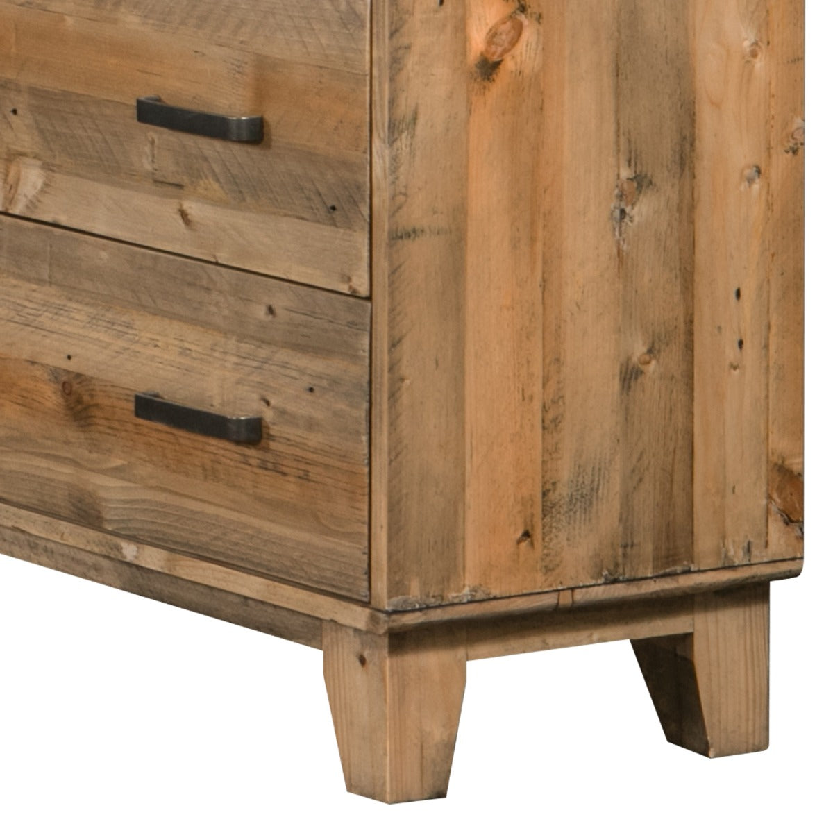 Rustic Wooden Tallboy with 4 Drawers and Metal Handles