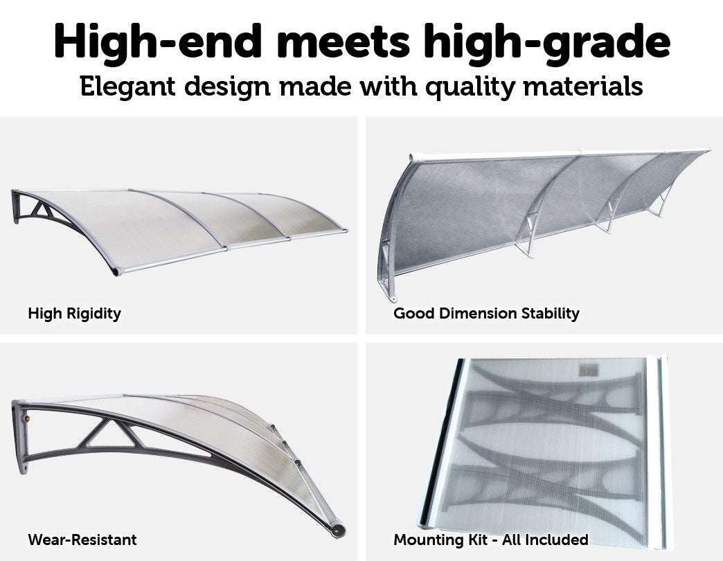 Rust-Resistant Polycarbonate Outdoor Awning Cover 1x3m