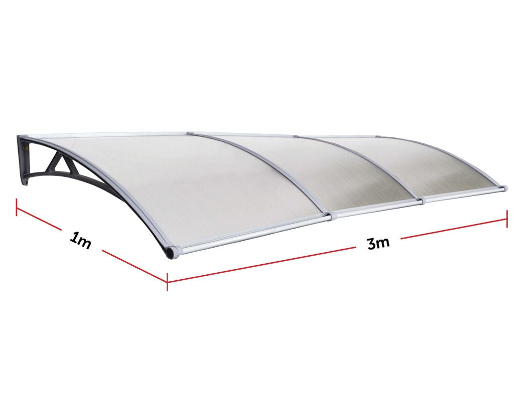 Rust-Resistant Polycarbonate Outdoor Awning Cover 1x3m