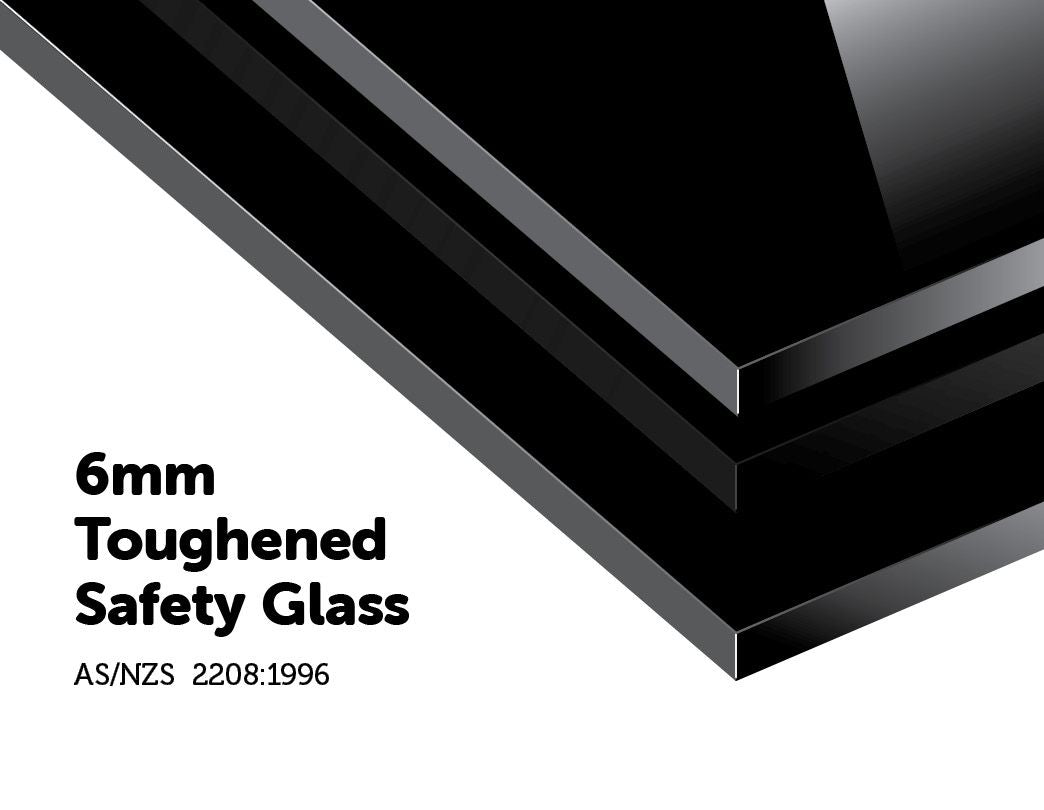 Heat Resistant Black Safety Glass Splashback 60x70cm