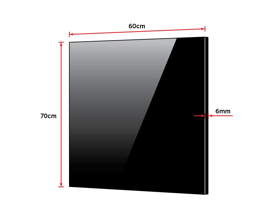 Heat Resistant Black Safety Glass Splashback 60x70cm