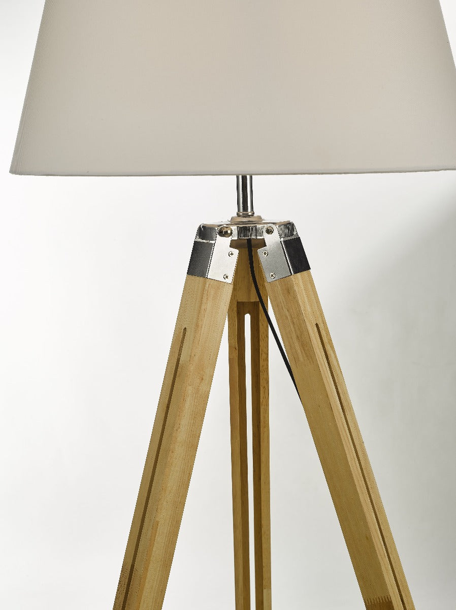 Modern Floor Lamp Wood Tripod Home Bedroom Reading Light 145cm