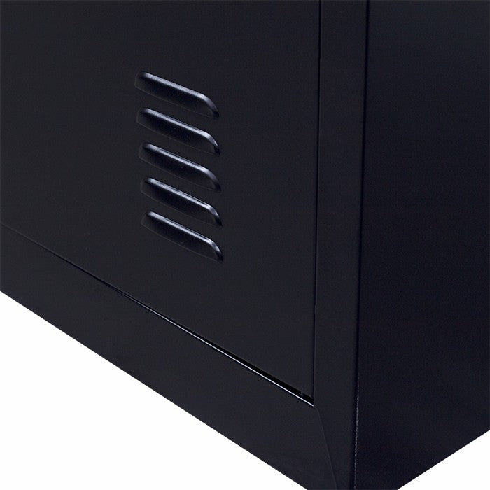 Black Steel Single-Door Locker with Air Vents and Rod