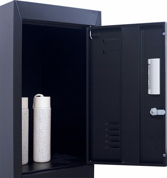 Black 4-Door Vertical Storage Locker, Steel, Lockable