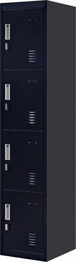 Black 4-Door Vertical Storage Locker, Steel, Lockable