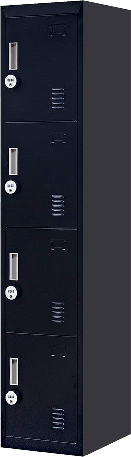 Black 4-Door Vertical Locker with Combination Lock 30kg