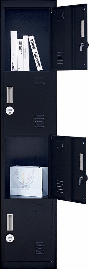 Black 4-Door Vertical Locker with Combination Lock 30kg