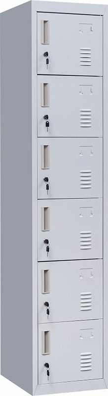 Standard Lock 6-Door Locker for Office Gym Shed School Home Storage Grey