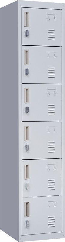 Padlock-operated Lock 6-Door Locker for Office Gym Shed School Home Storage Grey