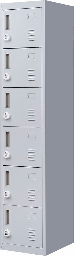 Durable Steel 6-Door Locker with Combo Lock for Office and Gym