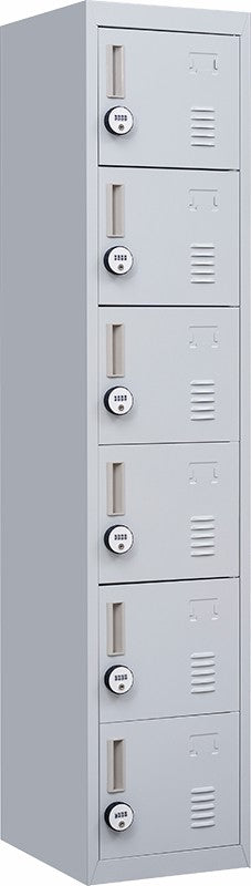 4-Digit Combination Lock 6-Door Locker for Office Gym Shed School Home Storage Grey