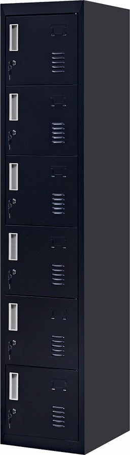 Durable Black 6-Door Steel Locker with Locks for Home Office