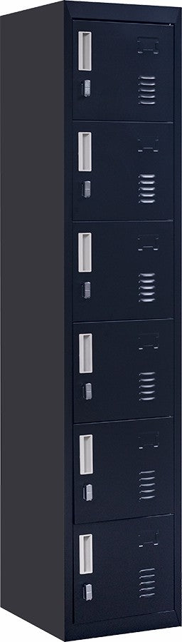 Padlock-operated Lock 6-Door Locker for Office Gym Shed School Home Storage Black