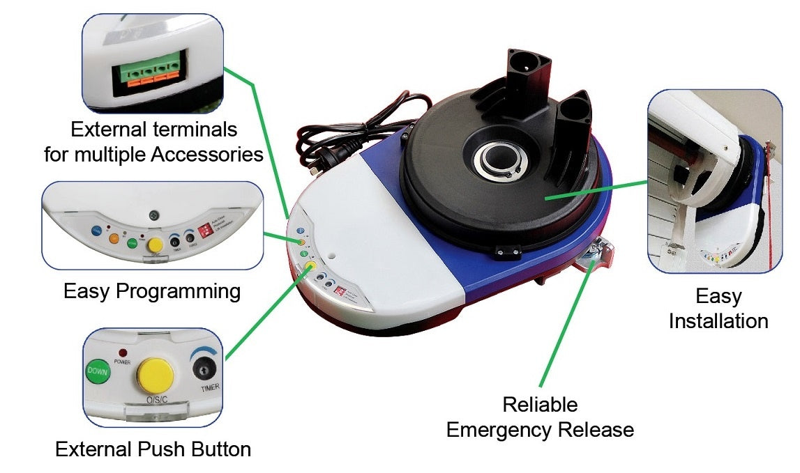 Quiet, Water-Resistant Garage Roller Door Opener Motor 500N