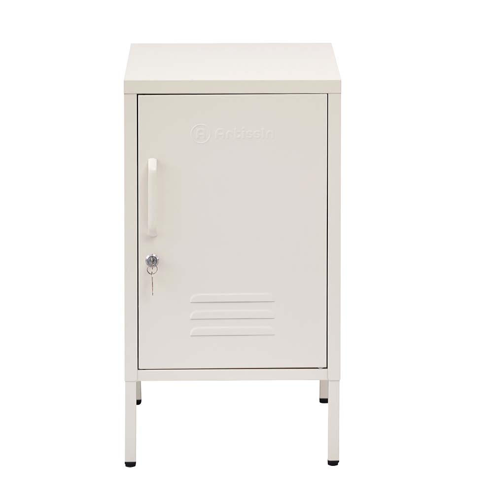 ArtissIn Bedside Table Metal Cabinet - MINI White
