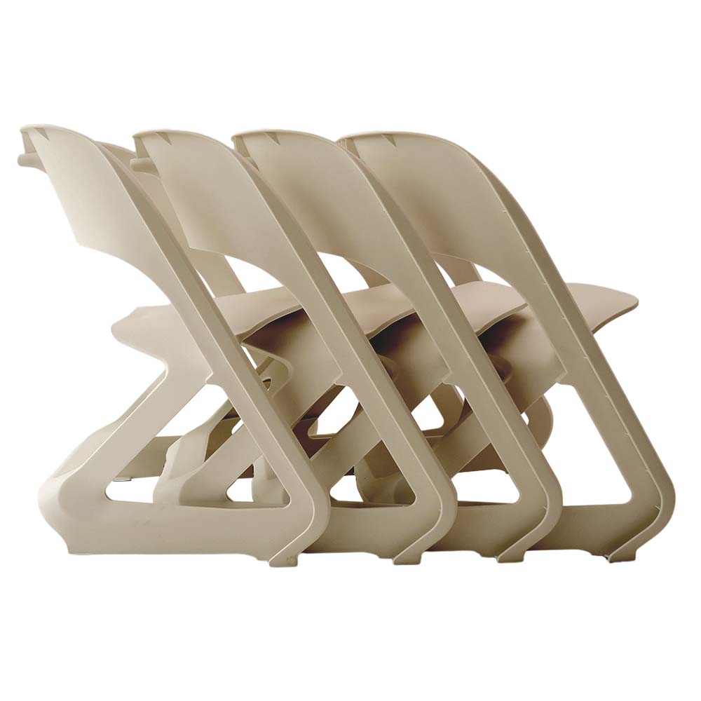 Set of 4 Stackable Sculpted Plastic Dining Chairs Beige - ArtissIn