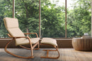 Artiss Wooden Armchair with Foot Stool - Beige