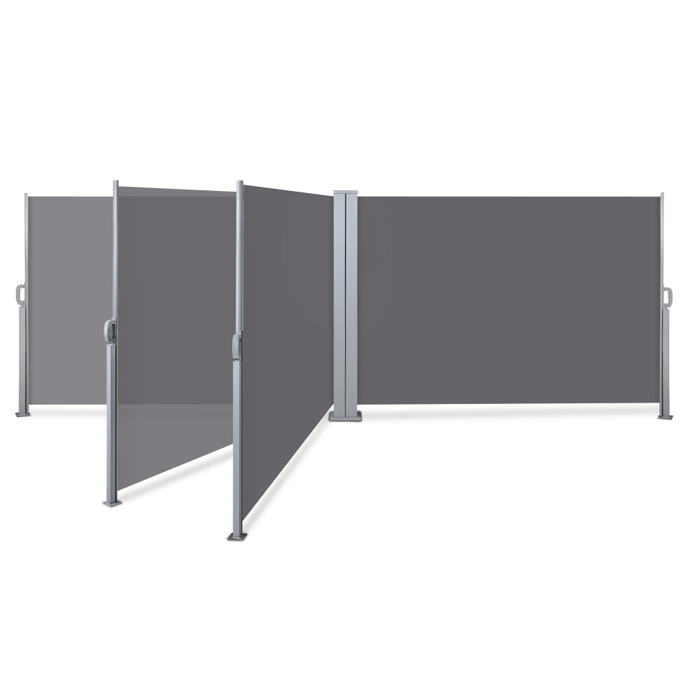 Instahut Side Awning Sun Shade Outdoor Retractable Privacy Screen 1.8MX6M Grey