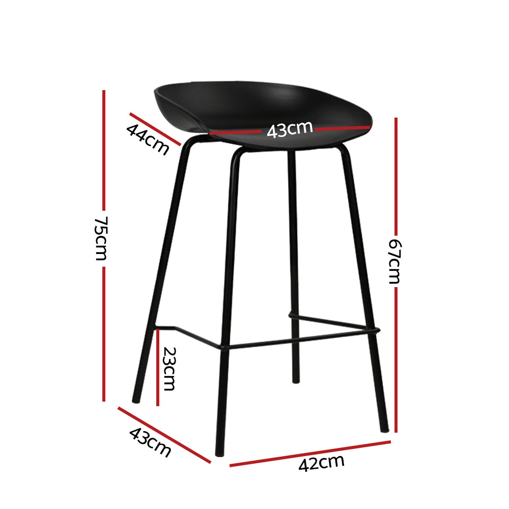 Set of 4 PP Plastic Seat Bar Stools with Metal Frame - Artiss