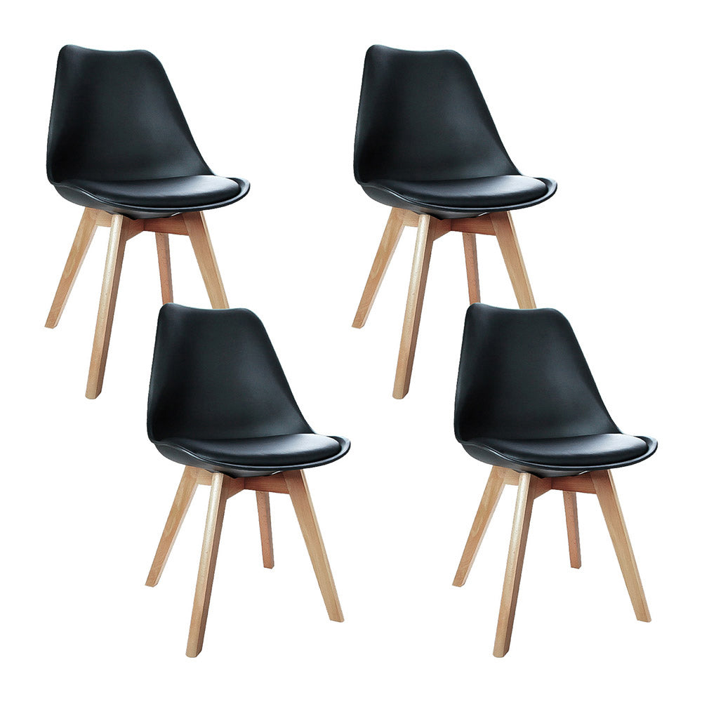 Artiss Dining Chairs Set of 4 Leather Plastic DSW Replica Wooden Black