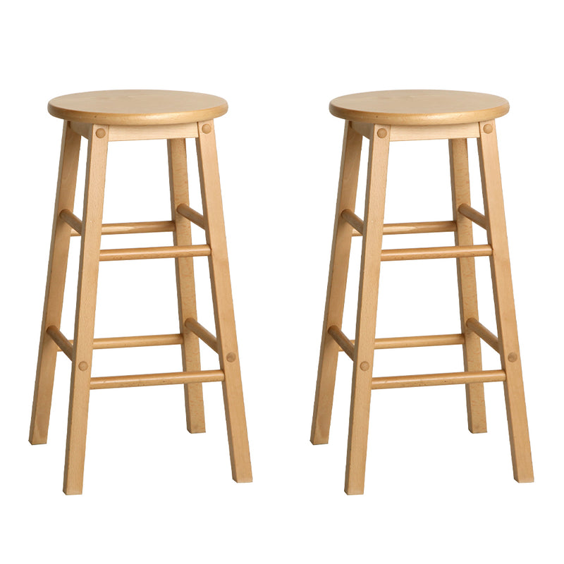 Artiss 2x Bar Stools Round Chairs Wooden Nature