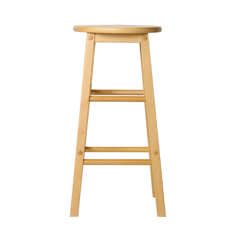 Artiss 2x Bar Stools Round Chairs Wooden Nature