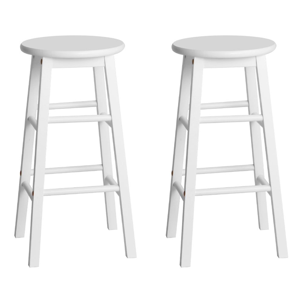 Artiss 2x Bar Stools Round Chairs Wooden White