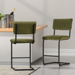 Green Velvet Bar Stools with Cushioned Back - 2x Artiss