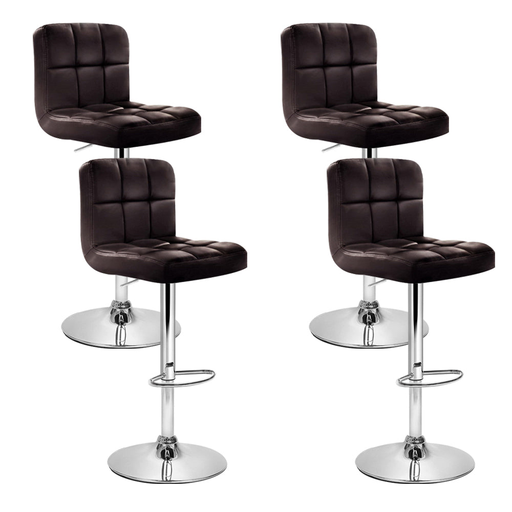 Artiss 4x Bar Stools Leather Gas Lift Brown