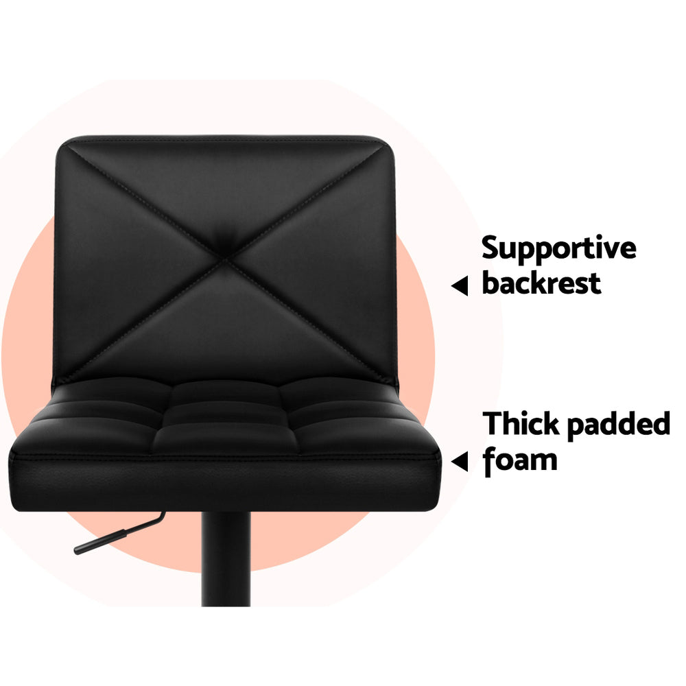 Artiss 4x Bar Stools Gas Lift Leather Chair Black