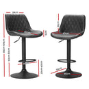 Artiss Set of 2 Bar Stools Kitchen Stool Chairs Metal Barstool Dining Chair Black Rushal
