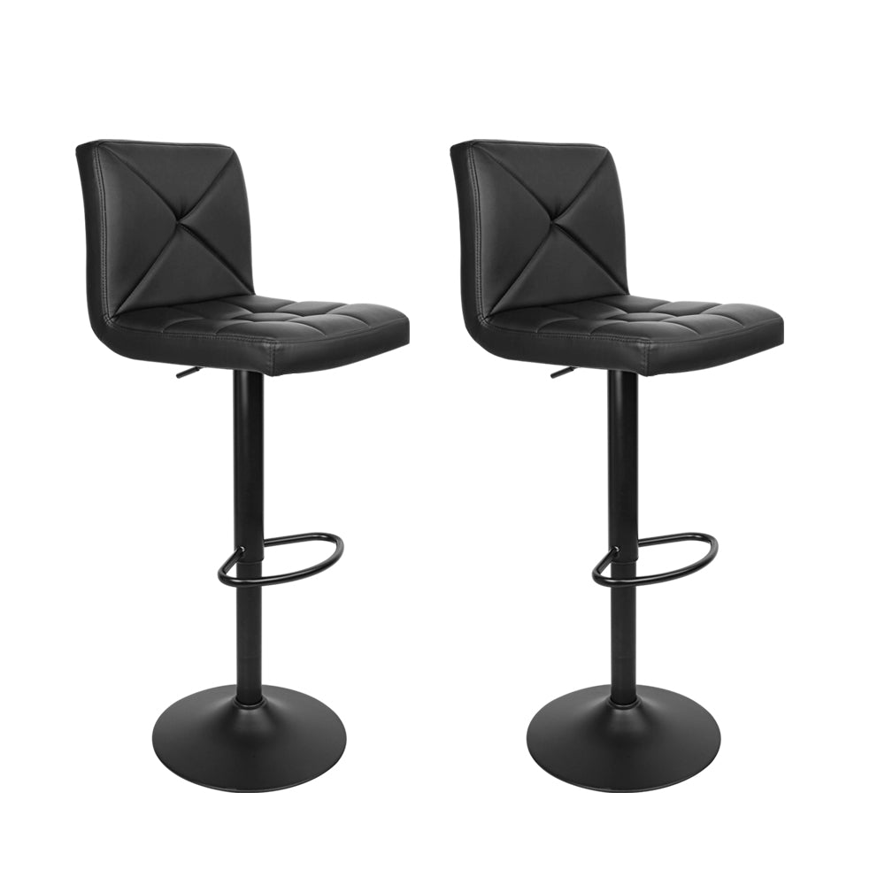 Artiss 2x Bar Stools Kitchen Dining Chairs Gas Lift Stool Leather Black
