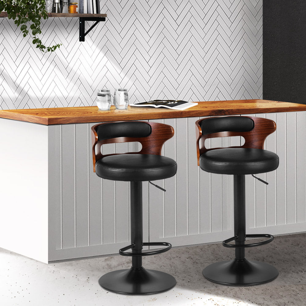 Artiss 2x Bar Stools Gas Lift Faux Leather