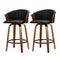 Artiss Set of 2 Bar Stools Kitchen Stool Wooden Chair Swivel Chairs Leather Black