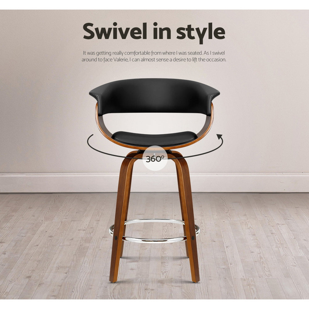 Swivel PU Leather Bar Stools, Wood & Metal, Set of 4 - Artiss