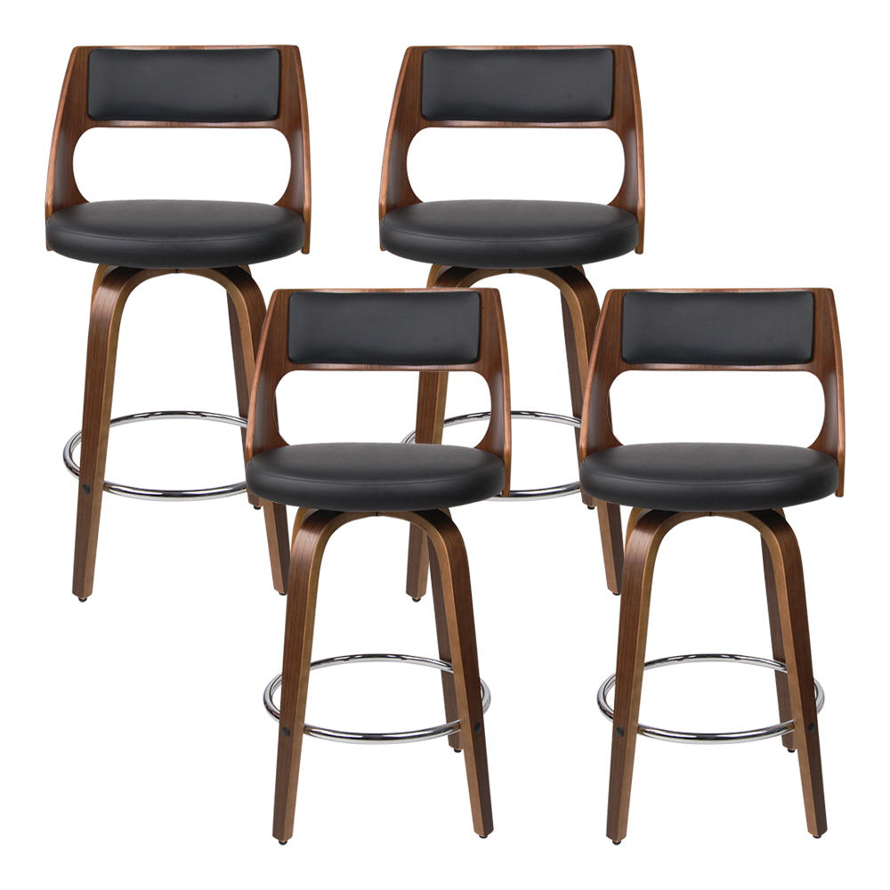 Artiss 4x Bar Stools Swivel Leather Chair 76cm
