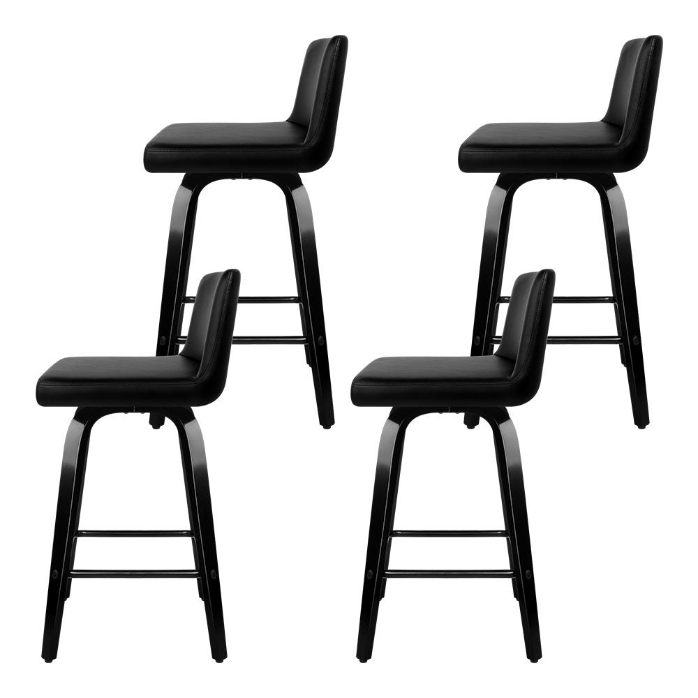 360° Swivel PU Leather Bar Stools, Wooden Frame X4 - Artiss